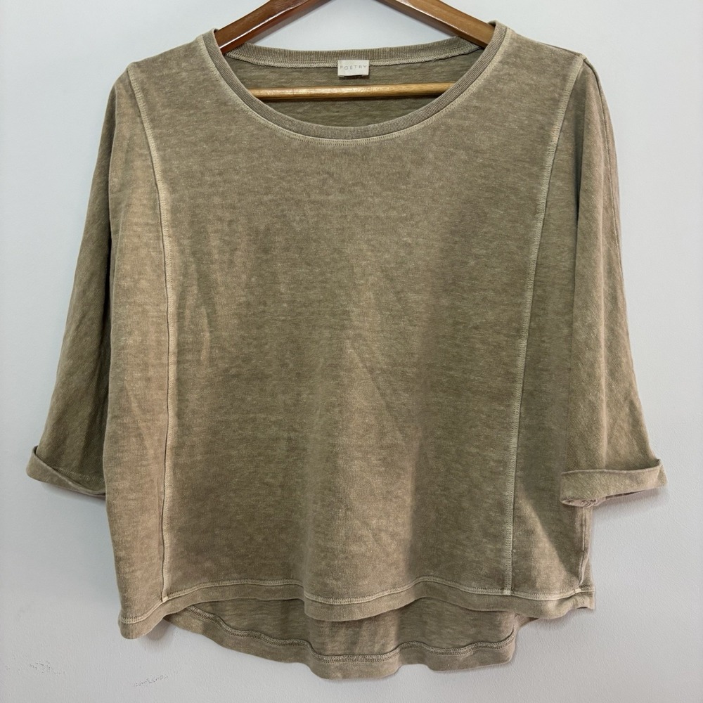 POETRY Hemp Cotton Top‎  Women 10 Beige Quiet Luxury Minimalist Laganlook Basic